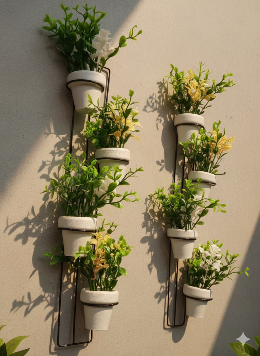 Set of 2: Decoration Stand With 8 Flower Pots
