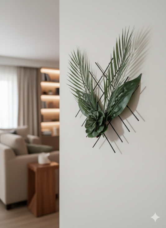 Premium Geometric Metal Grid Hanging Plant With Artificial Arrangement