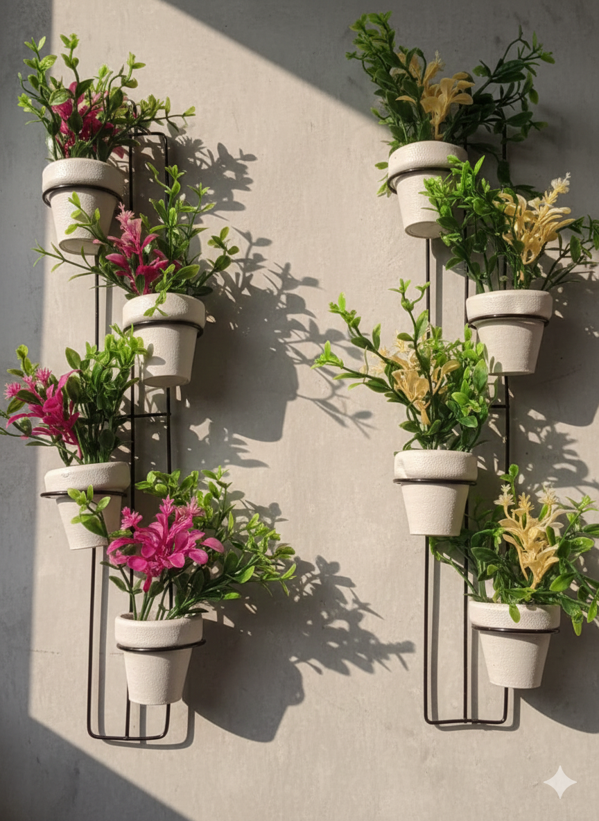 Set of 2: Decoration Stand With 8 Flower Pots