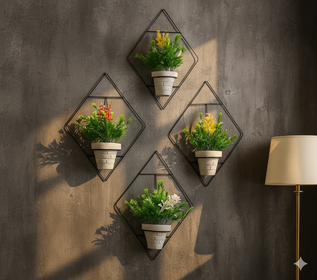 Triangle Diamond Wall Décor Planter Set of 4 PCS