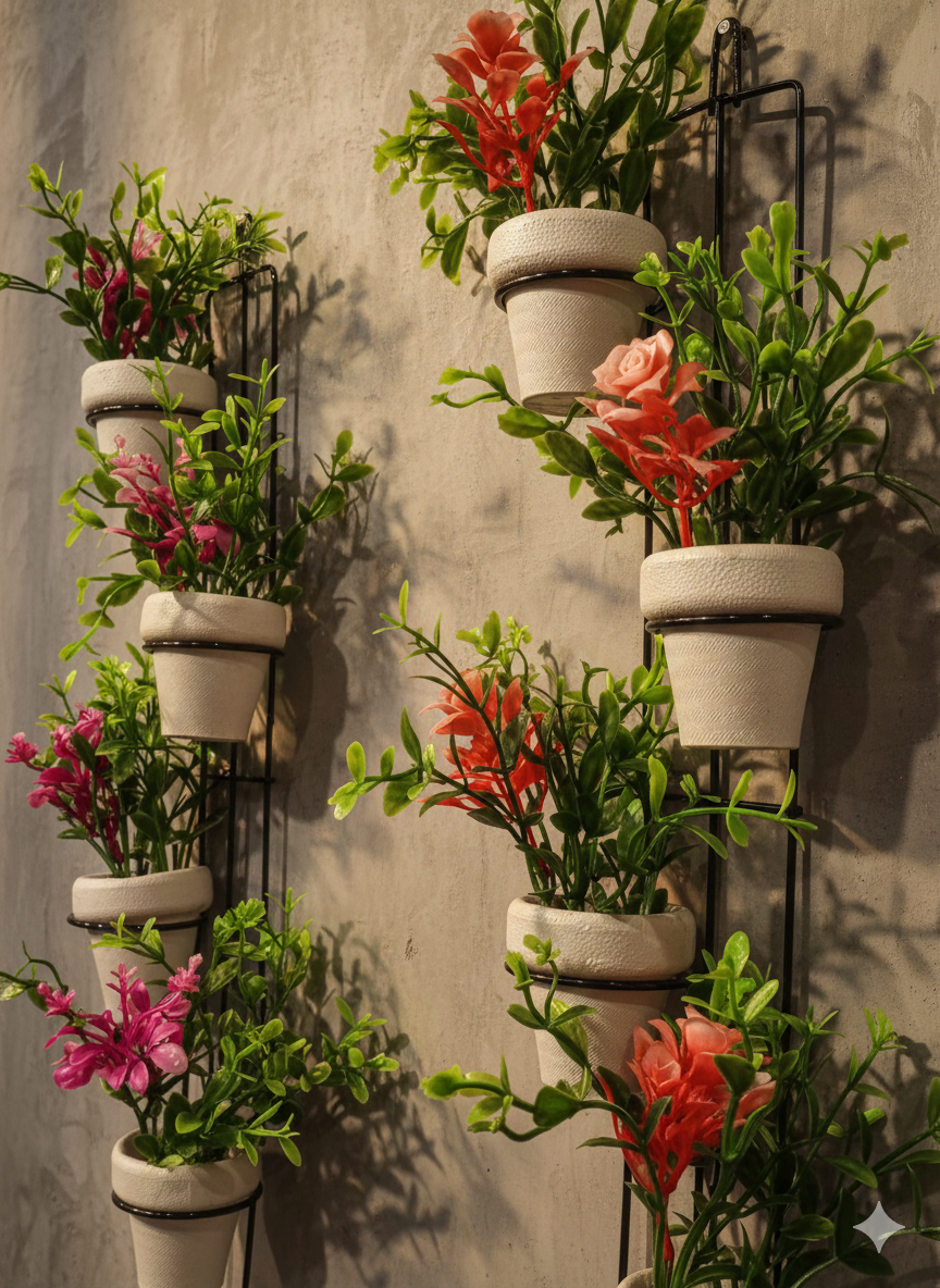 Set of 2: Decoration Stand With 8 Flower Pots